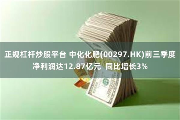 正规杠杆炒股平台 中化化肥(00297.HK)前三季度净利润达12.87亿元  同比增长3%